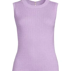 Women's Fine Gauge Baby Cable Crew Neck Sleeveless Sweater - Set Top