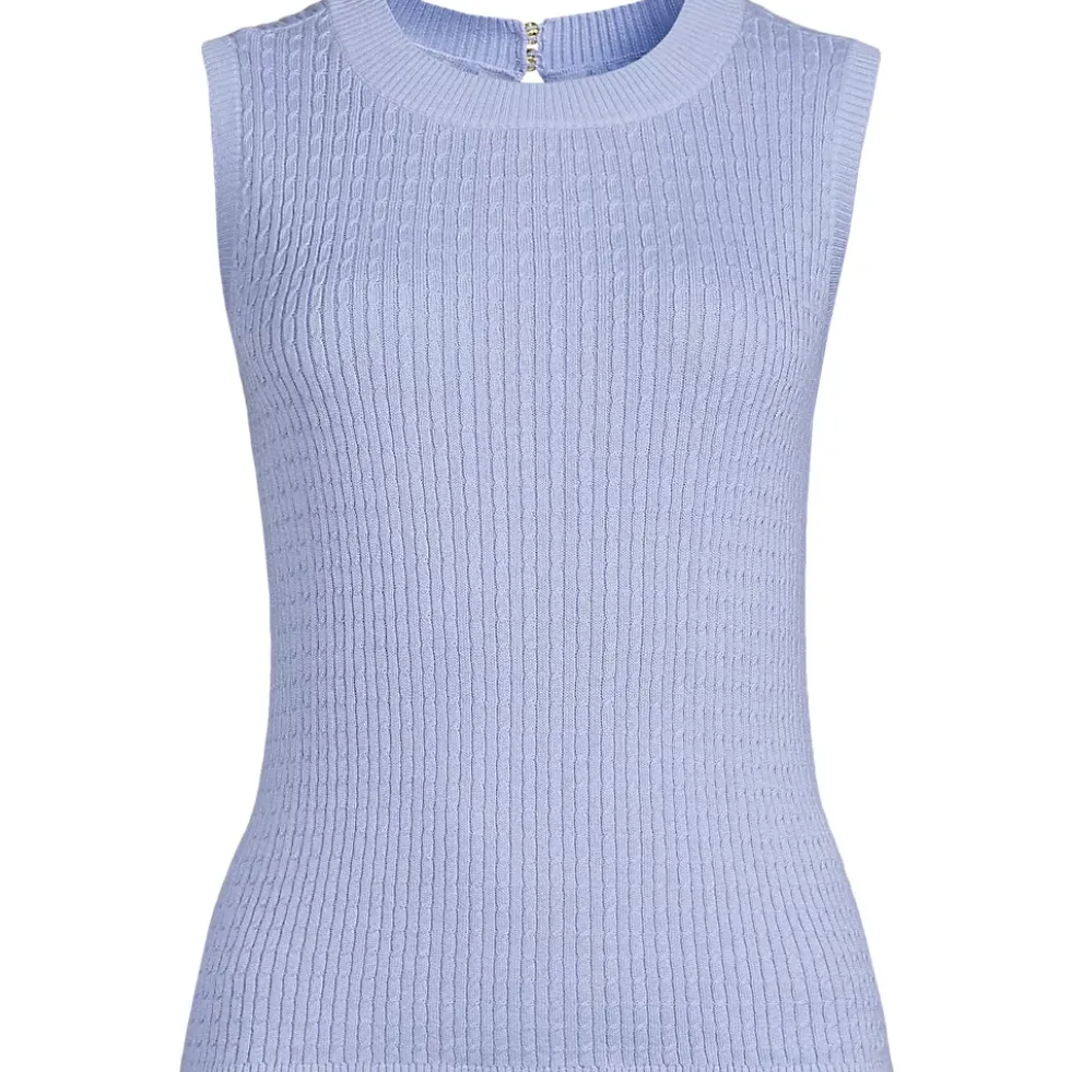 Women's Fine Gauge Baby Cable Crew Neck Sleeveless Sweater - Set Top
