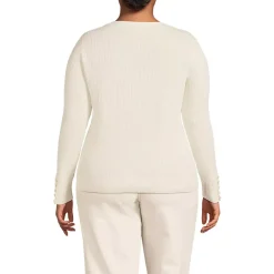 Women's Fine Gauge Cotton Baby Cable Vneck Sweater