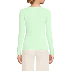 Women's Fine Gauge Cotton Baby Cable Vneck Sweater