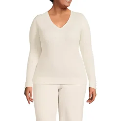 Women's Fine Gauge Cotton Baby Cable Vneck Sweater