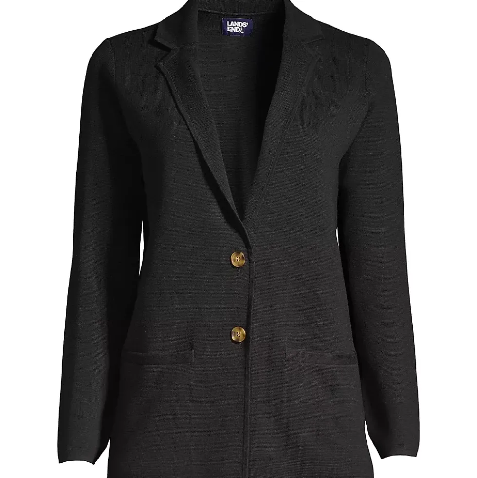 Women's Fine Gauge Cotton Button Front Blazer Sweater