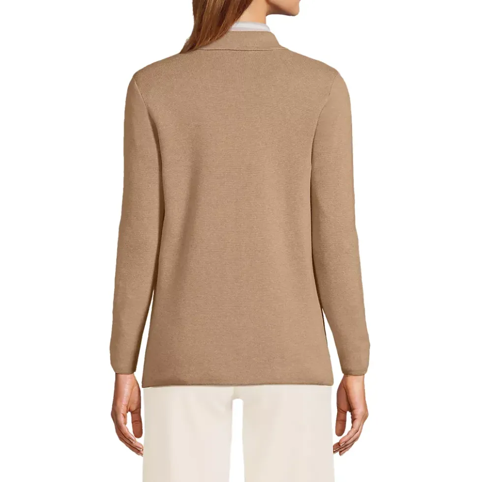 Women's Fine Gauge Cotton Button Front Blazer Sweater