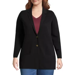 Women's Fine Gauge Cotton Button Front Blazer Sweater