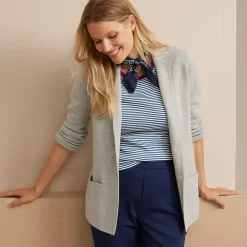 Women's Fine Gauge Cotton Button Front Blazer Sweater