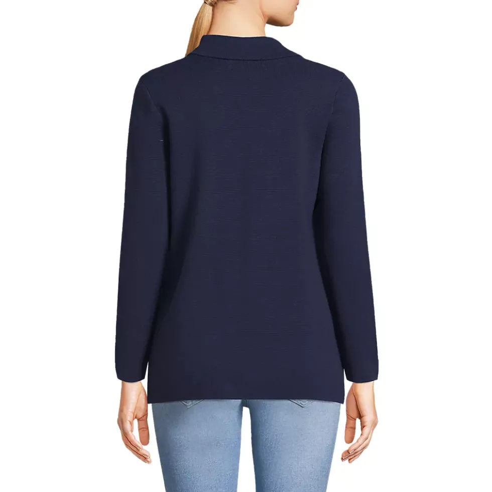Women's Fine Gauge Cotton Button Front Blazer Sweater