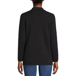 Women's Fine Gauge Cotton Button Front Blazer Sweater