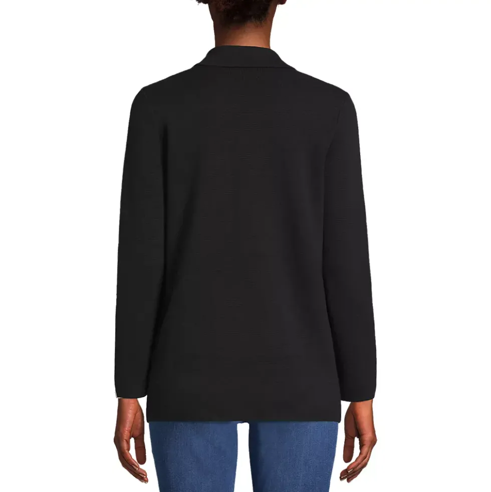 Women's Fine Gauge Cotton Button Front Blazer Sweater