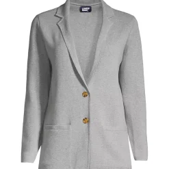 Women's Fine Gauge Cotton Button Front Blazer Sweater