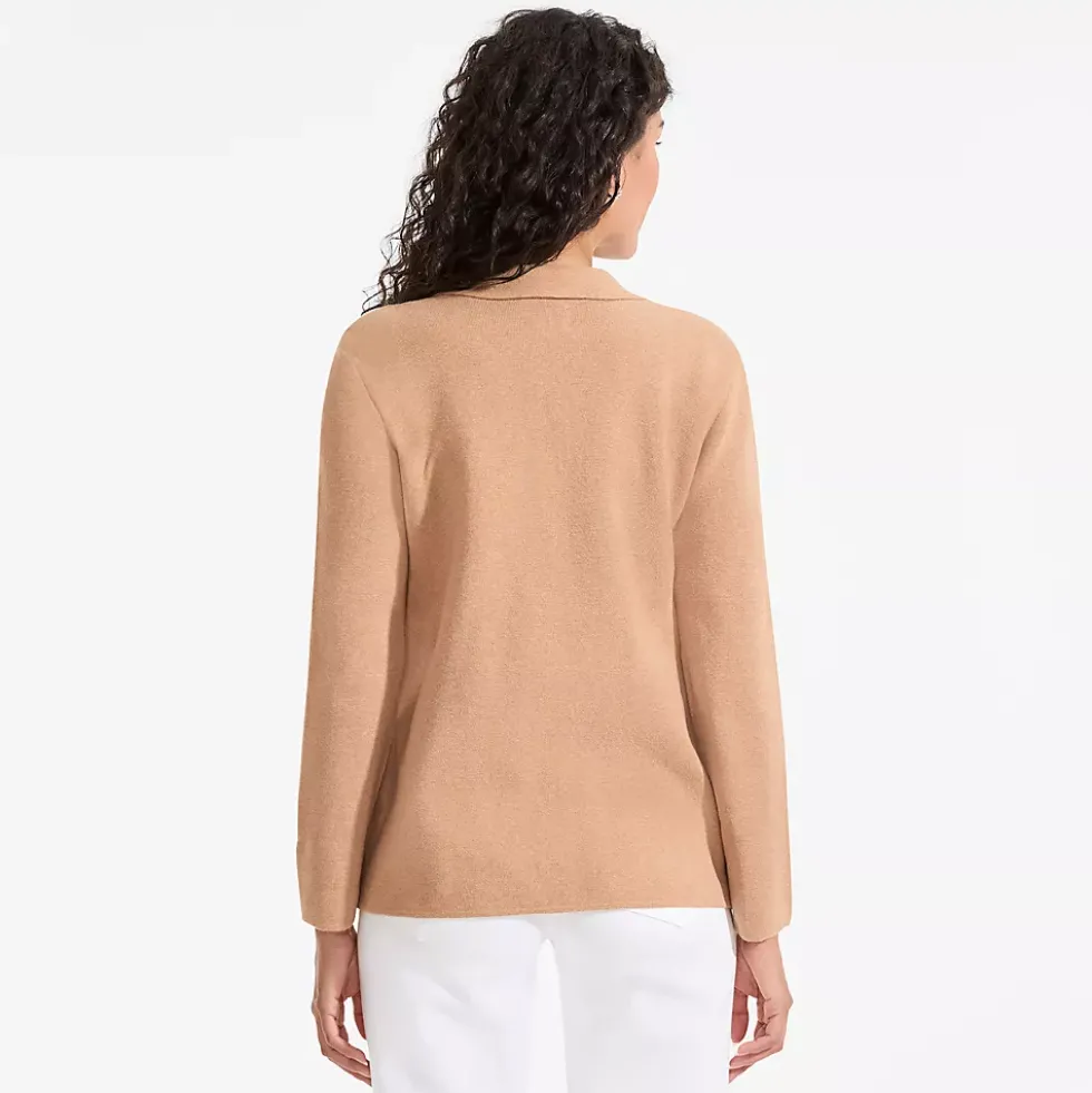 Women's Fine Gauge Cotton Button Front Blazer Sweater