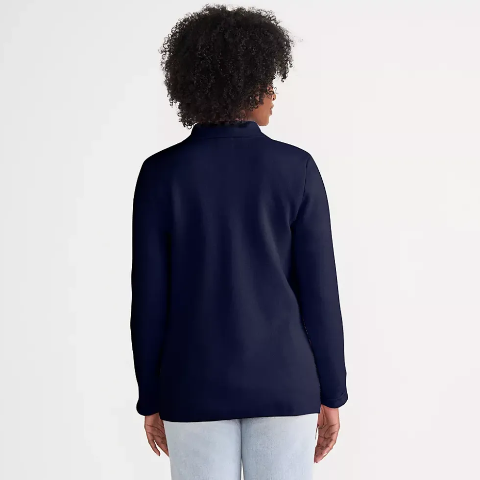Women's Fine Gauge Cotton Button Front Blazer Sweater