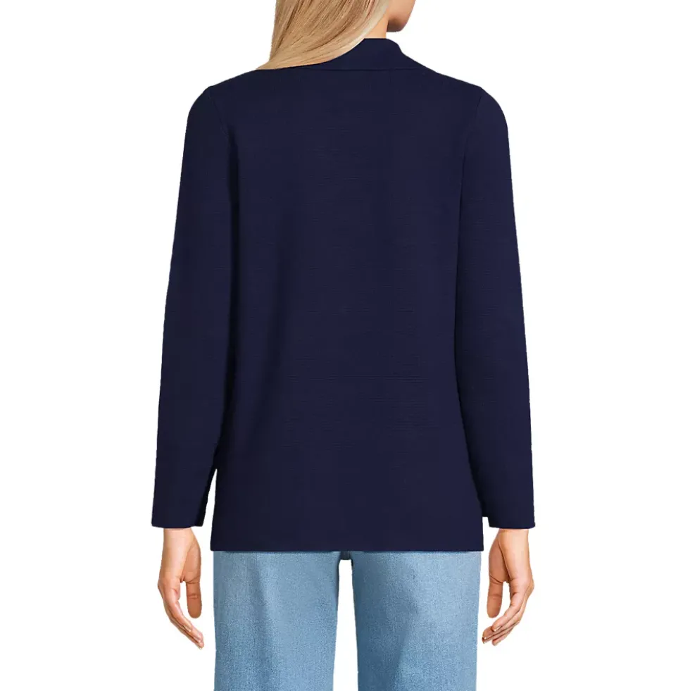 Women's Fine Gauge Cotton Button Front Blazer Sweater