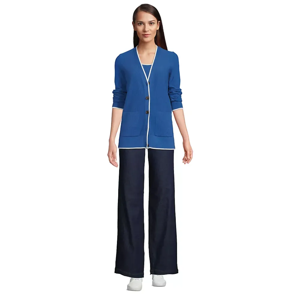 Women's Fine Gauge Cotton Cardigan and Tank Sweater Set