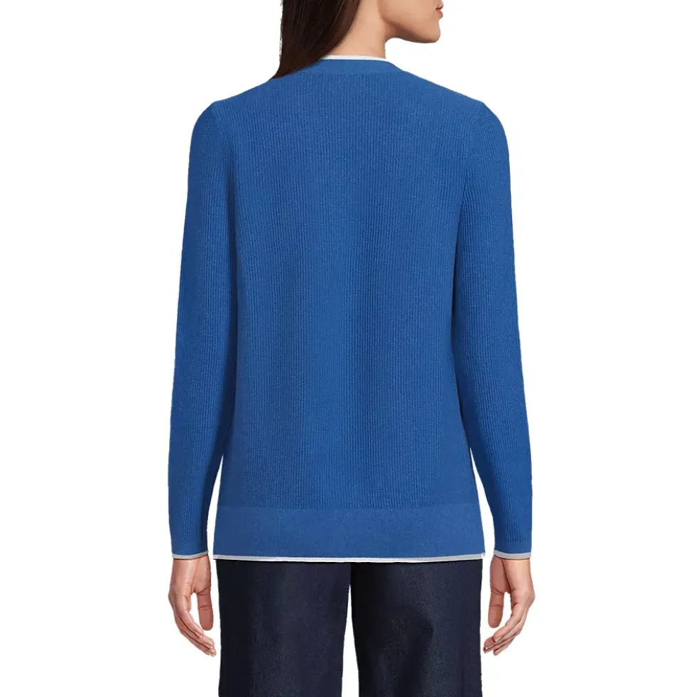 Women's Fine Gauge Cotton Cardigan and Tank Sweater Set