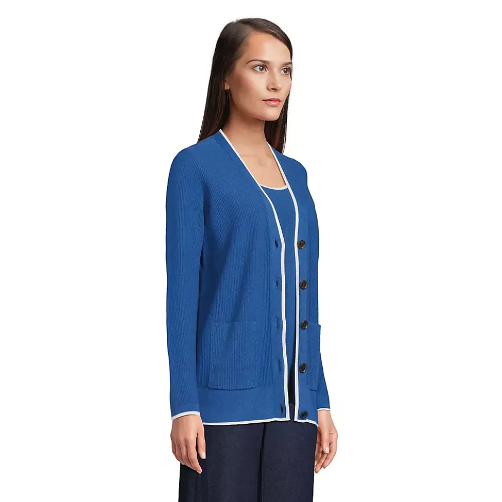 Women's Fine Gauge Cotton Cardigan and Tank Sweater Set