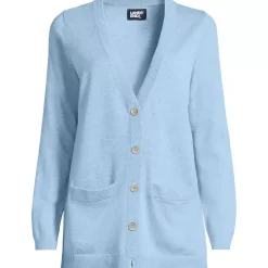 Women's Fine Gauge Cotton Cardigan with Tipping Sweater