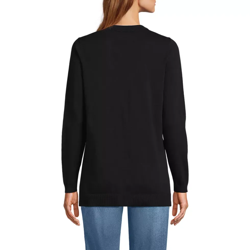 Women's Fine Gauge Cotton Cardigan with Tipping Sweater