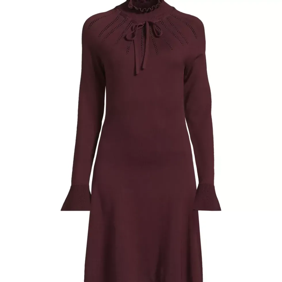 Women's Fine Gauge Cotton Fit and Flare Sweater Dress