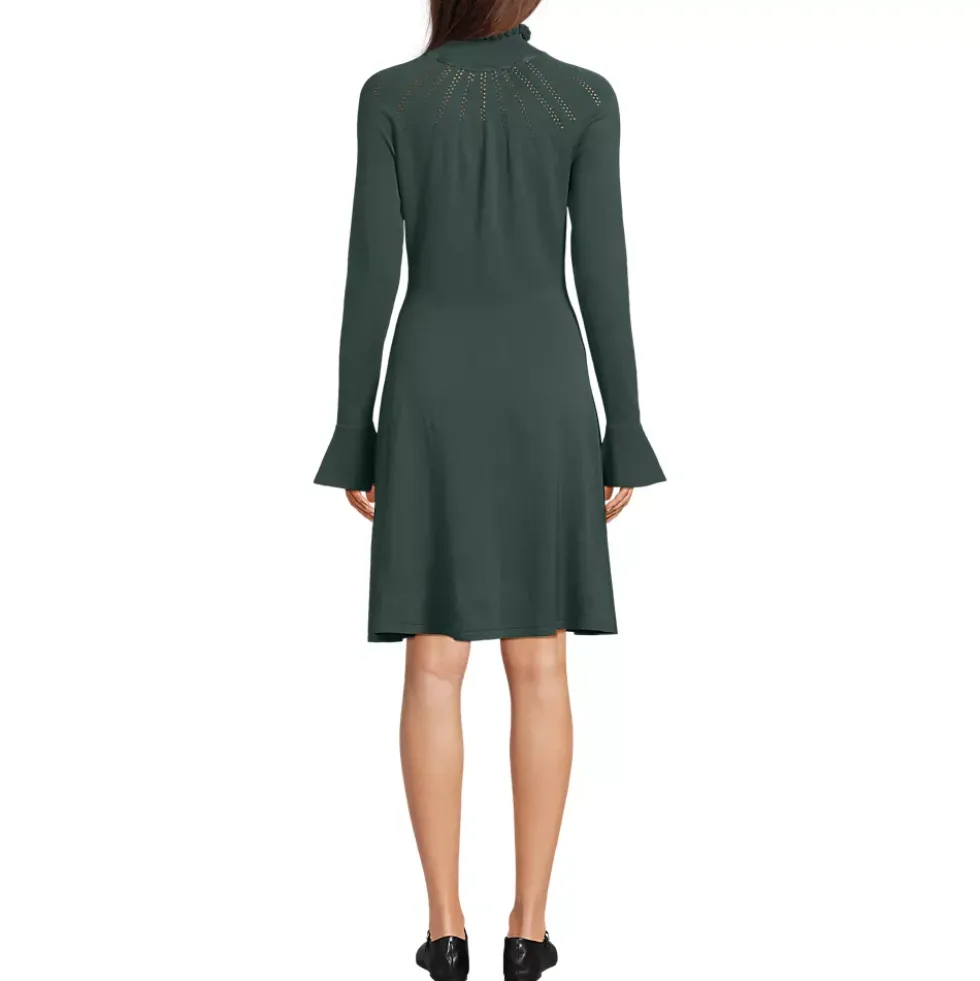 Women's Fine Gauge Cotton Fit and Flare Sweater Dress