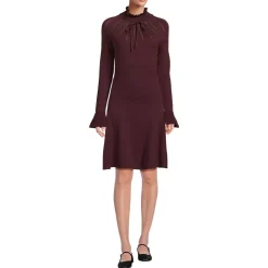 Women's Fine Gauge Cotton Fit and Flare Sweater Dress