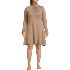 Women's Fine Gauge Cotton Fit and Flare Sweater Dress