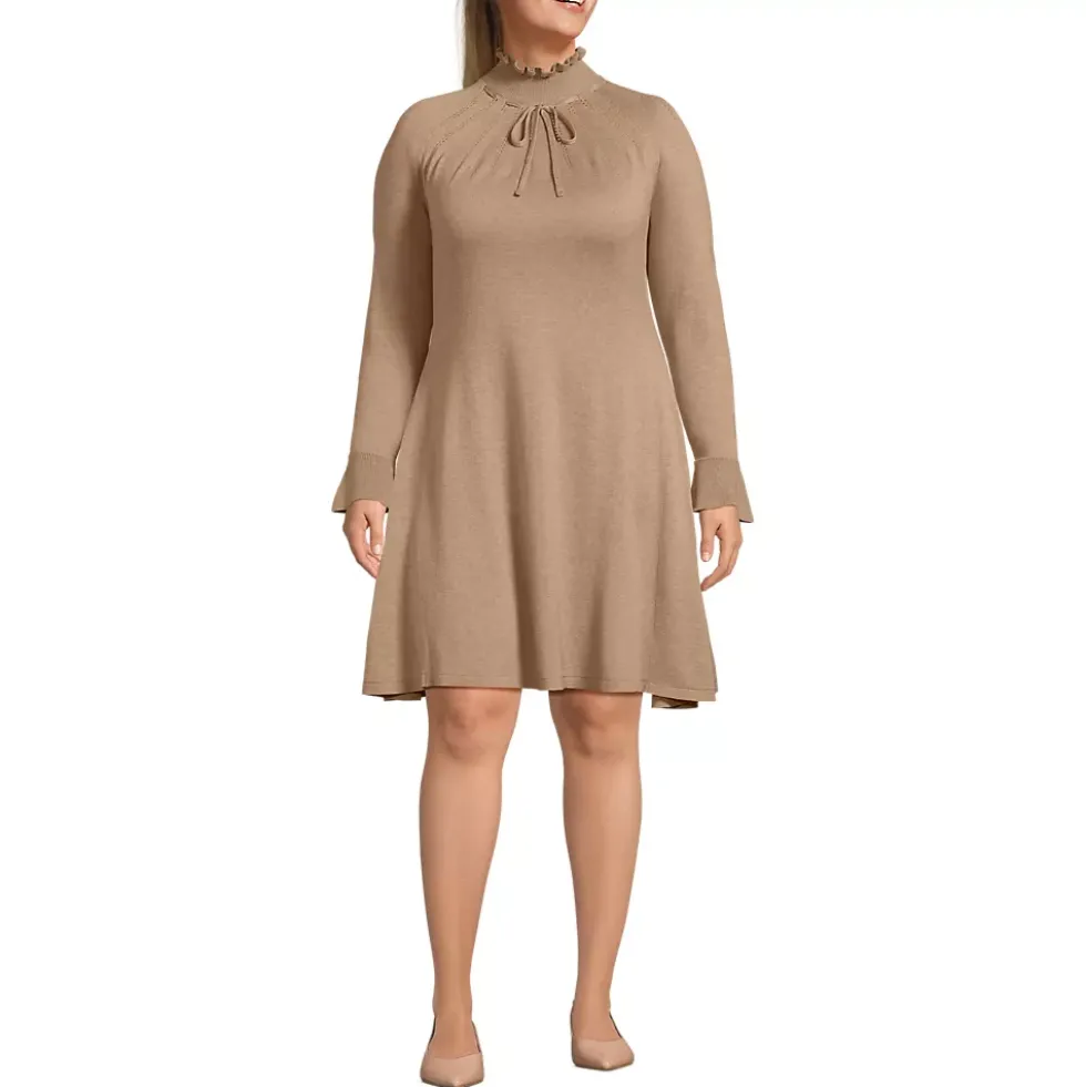 Women's Fine Gauge Cotton Fit and Flare Sweater Dress
