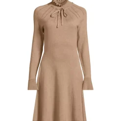 Women's Fine Gauge Cotton Fit and Flare Sweater Dress