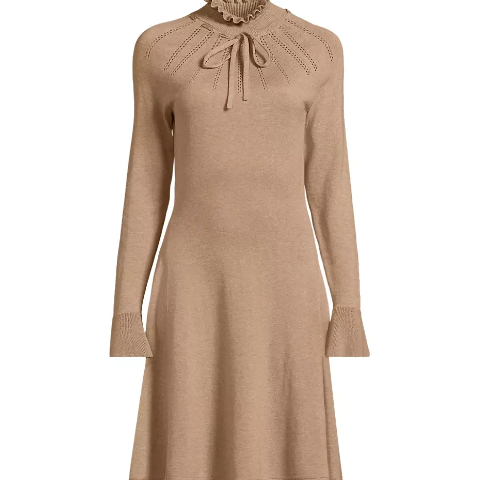 Women's Fine Gauge Cotton Fit and Flare Sweater Dress