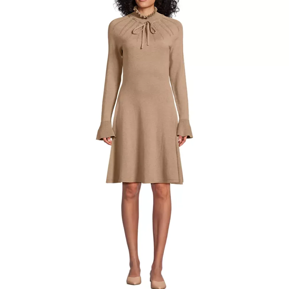 Women's Fine Gauge Cotton Fit and Flare Sweater Dress