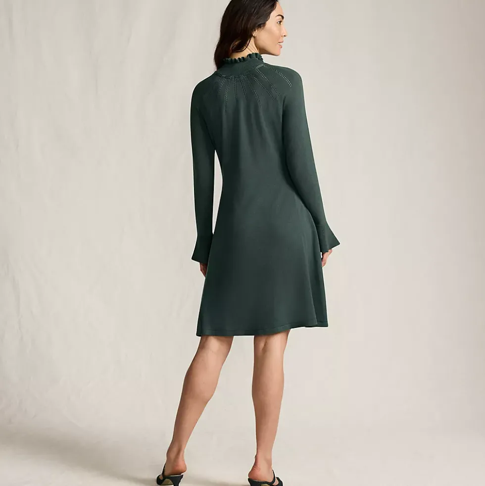Women's Fine Gauge Cotton Fit and Flare Sweater Dress
