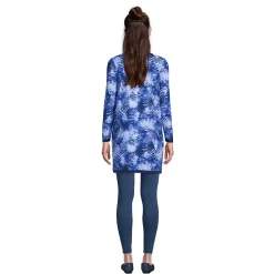 Women's Fine Gauge Cotton Long Open Cardigan Sweater - Print