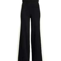 Women's Fine Gauge Cotton Side Stripe Wide Leg Sweater Pants