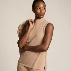 Women's Fine Gauge Sleeveless Mock Sweater