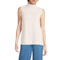 Women's Fine Gauge Sleeveless Mock Sweater