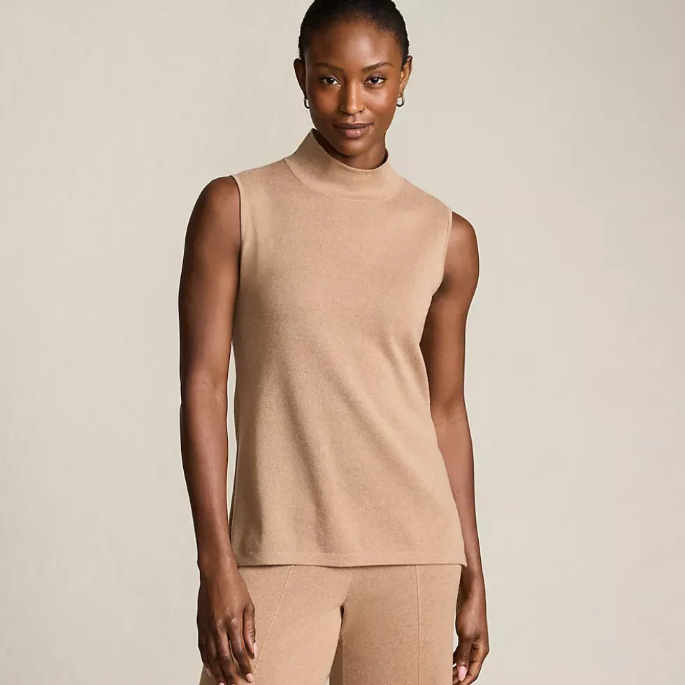 Women's Fine Gauge Sleeveless Mock Sweater