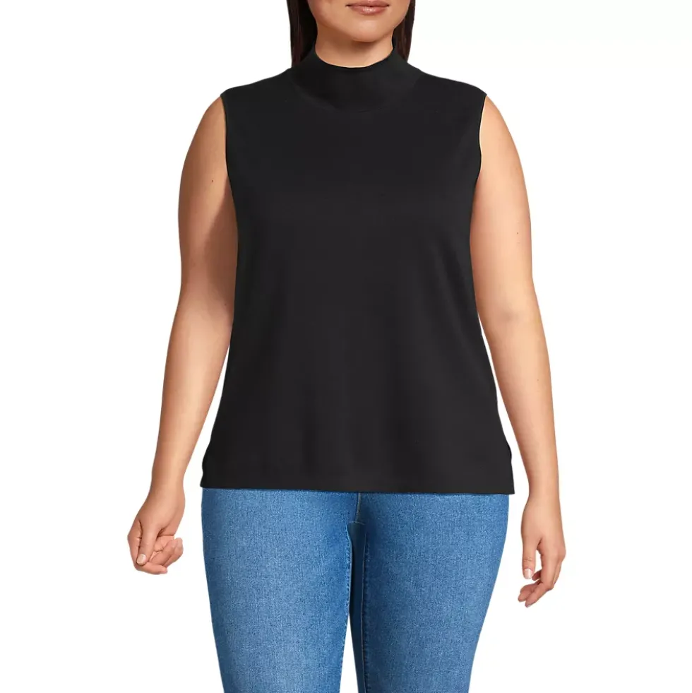 Women's Fine Gauge Sleeveless Mock Sweater