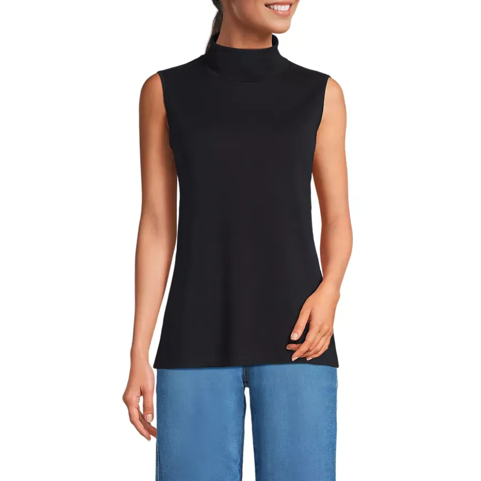 Women's Fine Gauge Sleeveless Mock Sweater