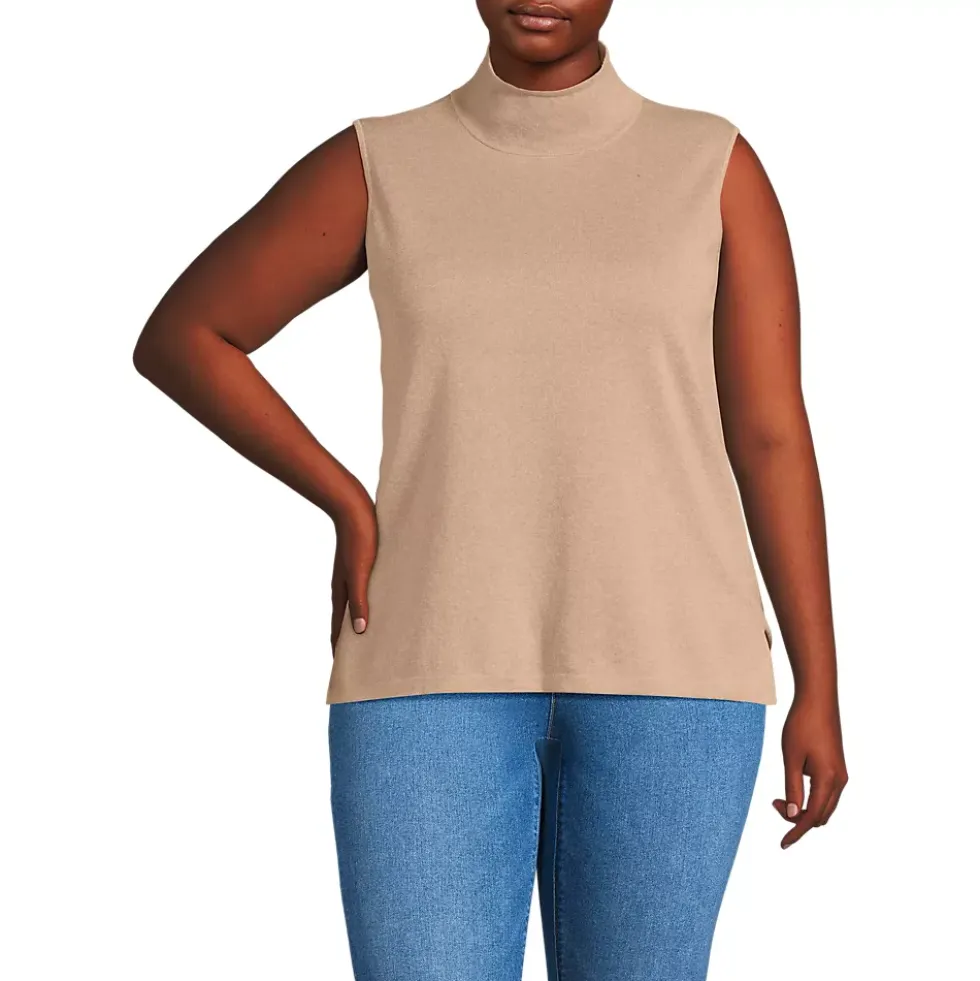 Women's Fine Gauge Sleeveless Mock Sweater