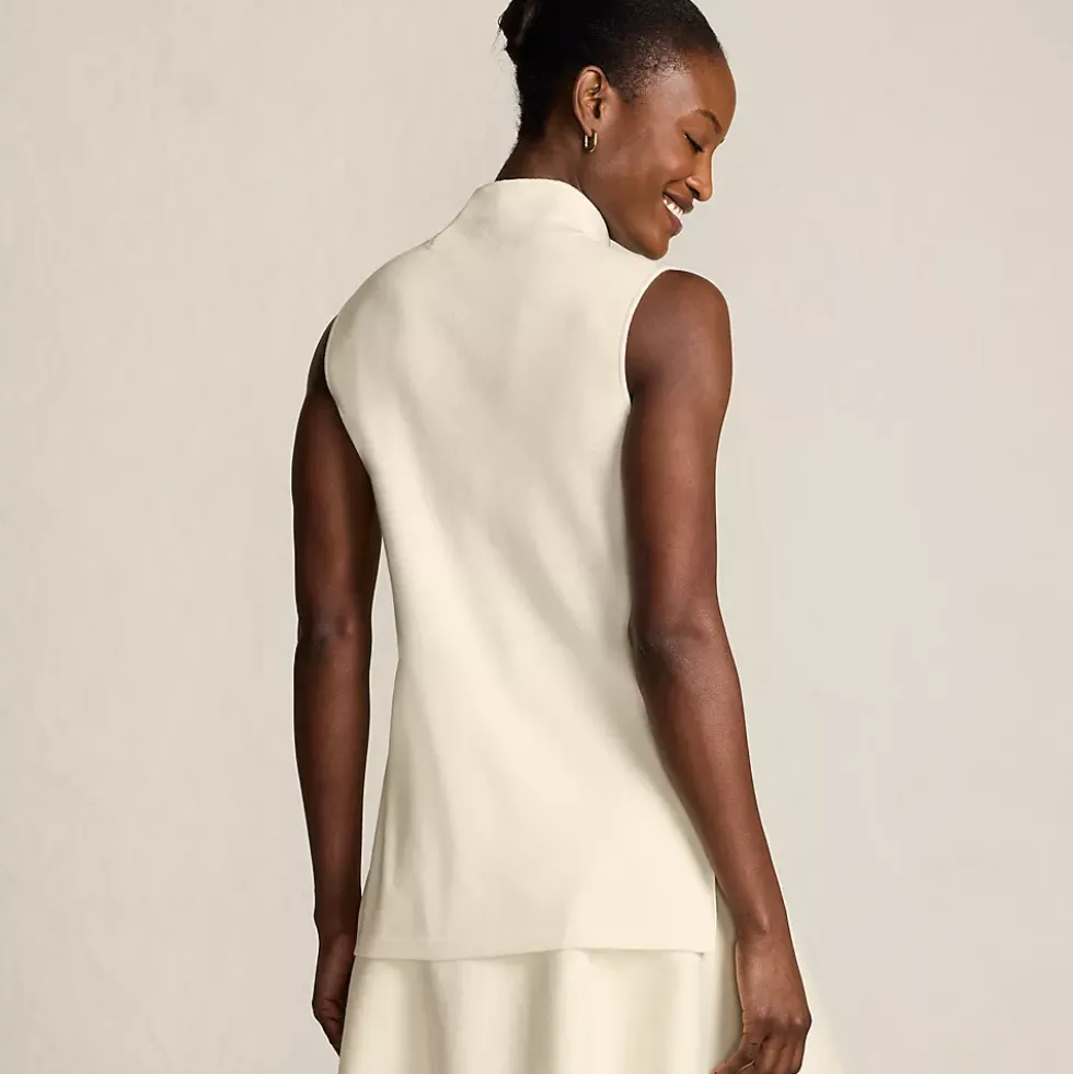 Women's Fine Gauge Sleeveless Mock Sweater