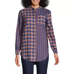 Women's Flannel A-Line Long Sleeve Tunic Top