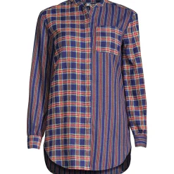 Women's Flannel A-Line Long Sleeve Tunic Top