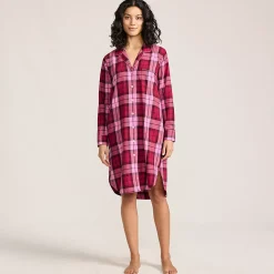 Women's Flannel Long Sleeve Sleepshirt Nightgown