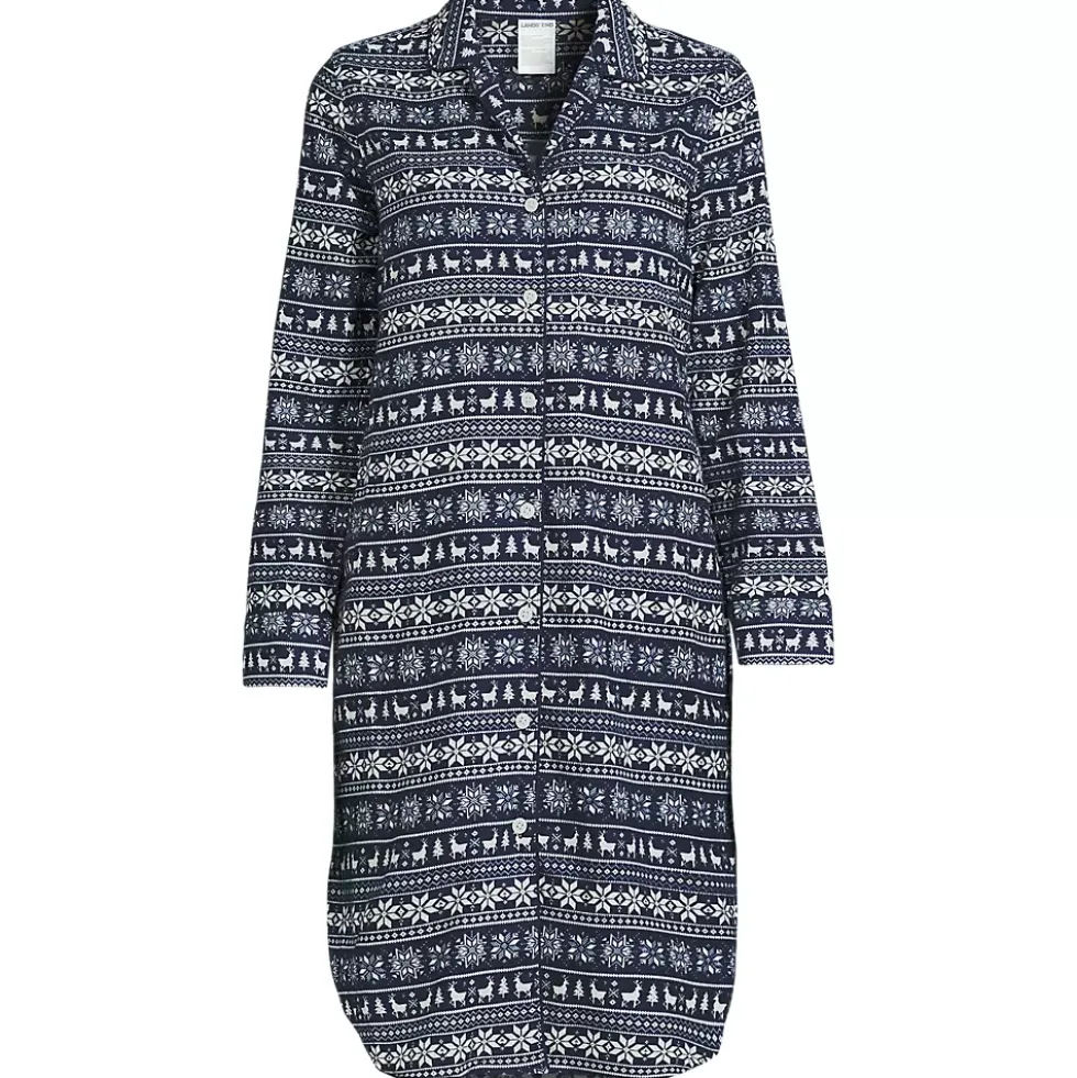 Women's Flannel Long Sleeve Sleepshirt Nightgown