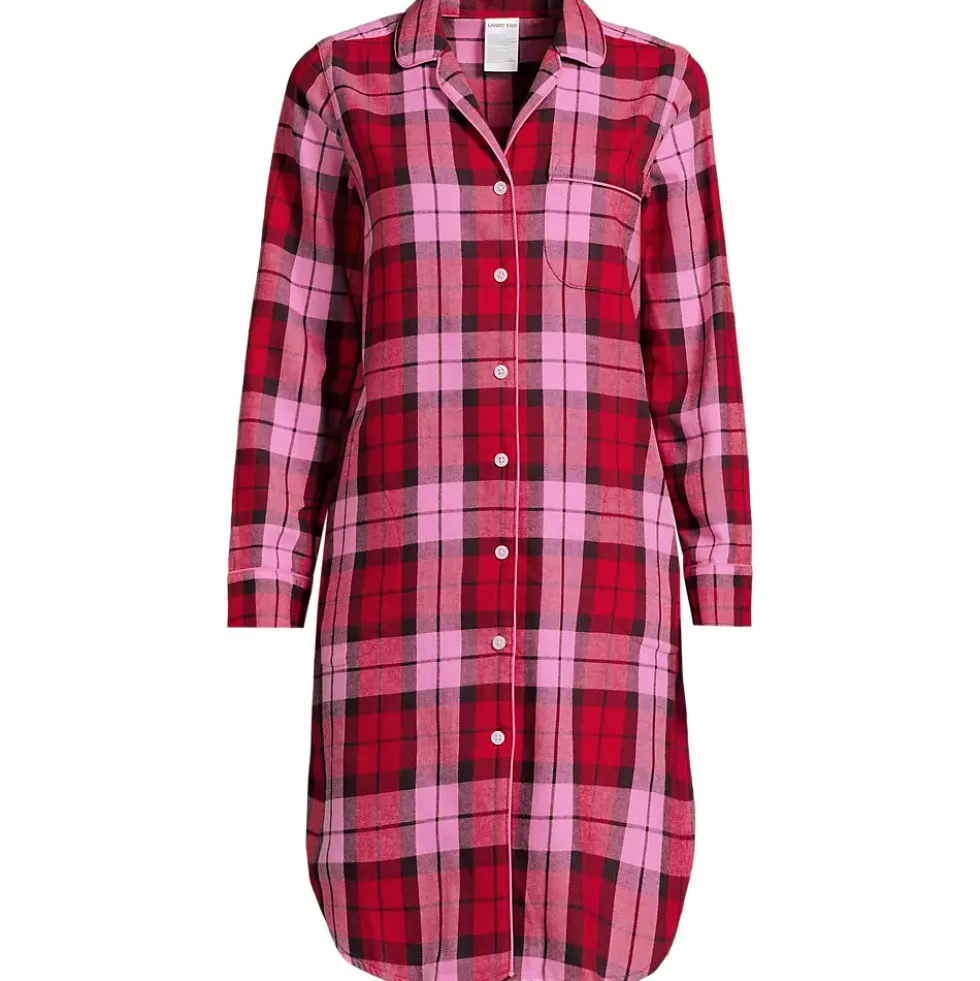 Women's Flannel Long Sleeve Sleepshirt Nightgown