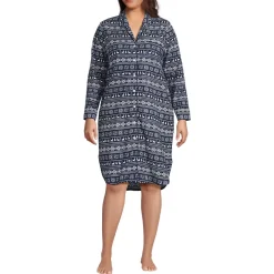 Women's Flannel Long Sleeve Sleepshirt Nightgown