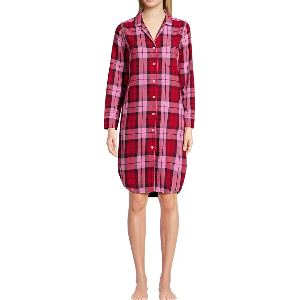 Women's Flannel Long Sleeve Sleepshirt Nightgown