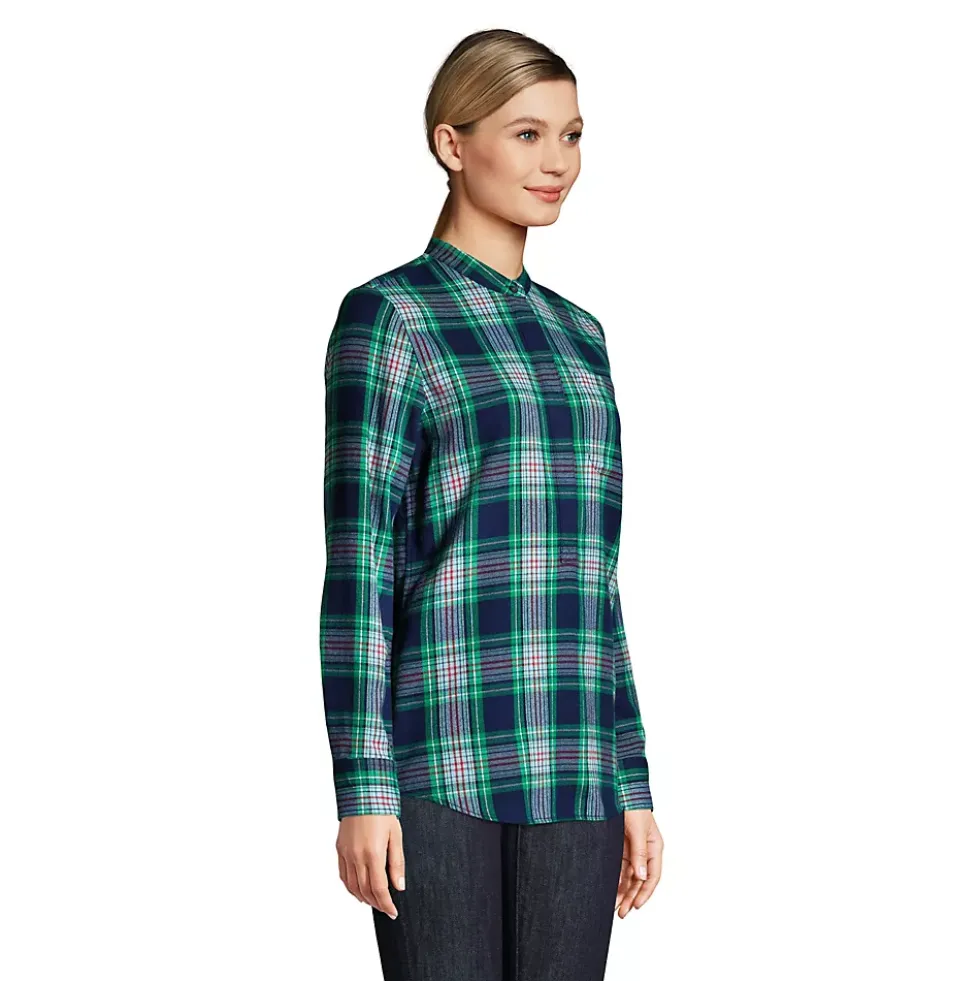 Women's Flannel Long Sleeve Tunic Top