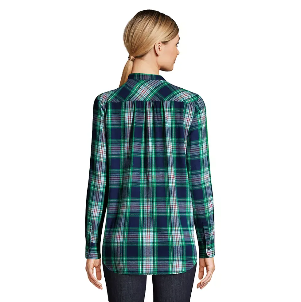 Women's Flannel Long Sleeve Tunic Top