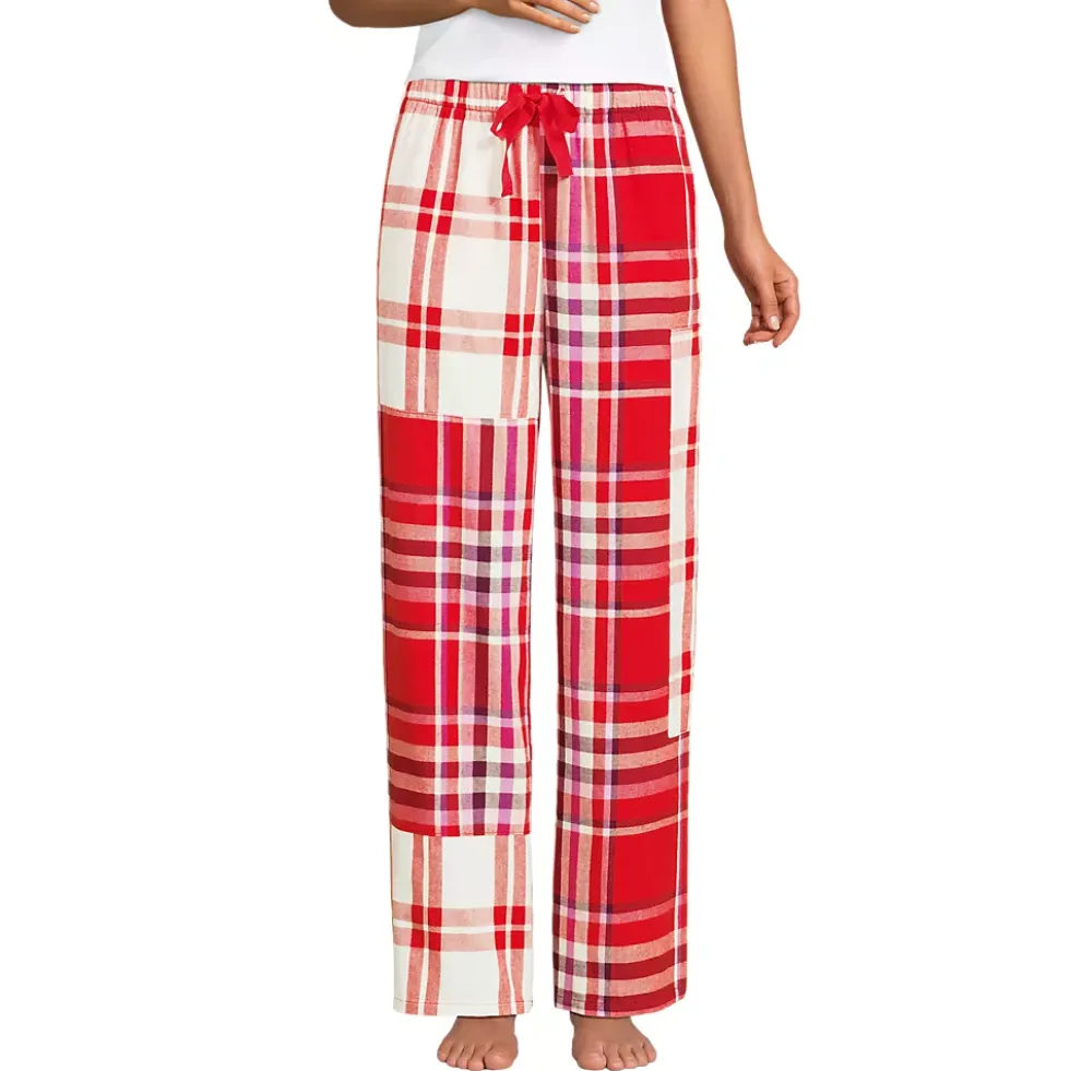 Women's Flannel Patchwork Wide Leg Sleep Pants