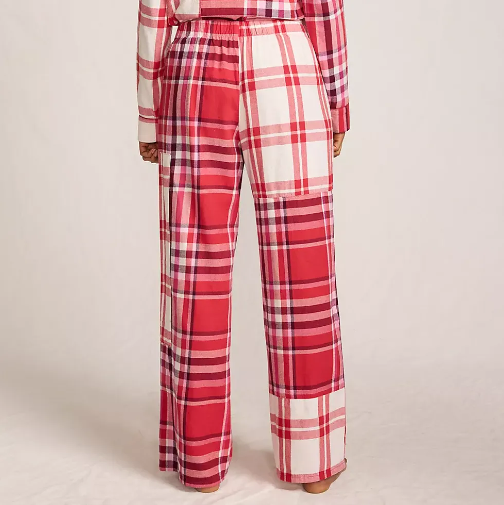 Women's Flannel Patchwork Wide Leg Sleep Pants